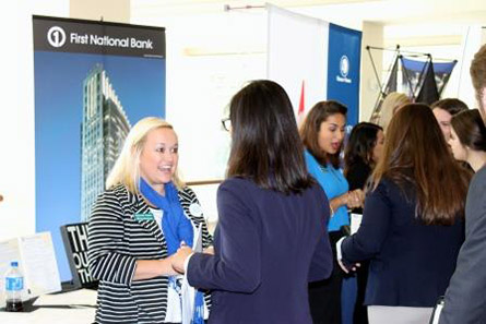 Students at a career fair