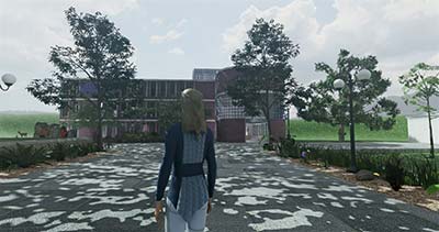 Outside view of Creighton Commons in Sansar 3D world
