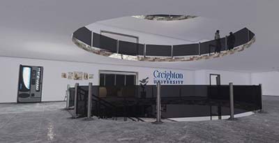 View of reception area of “Creighton Commons