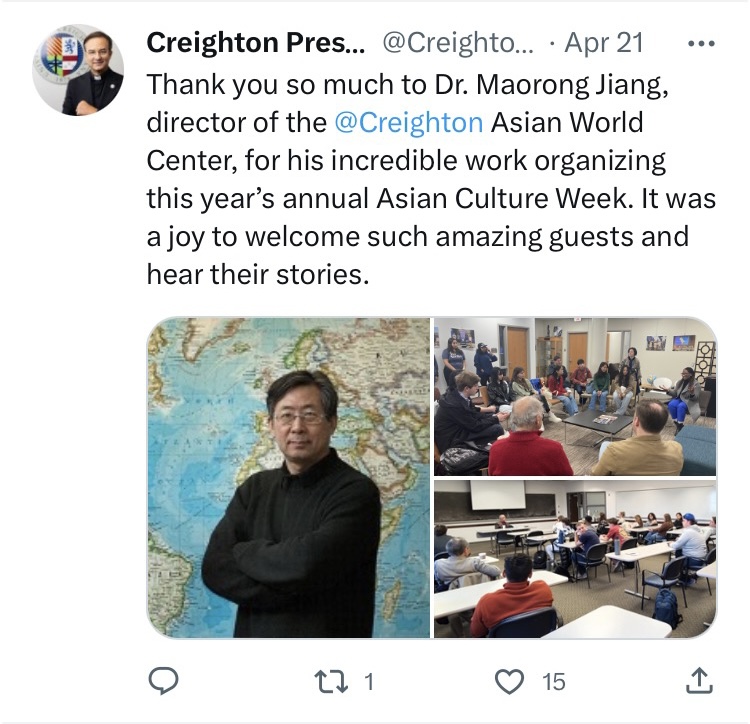 Congratulations From the University President for the 18th Asian Culture Week 