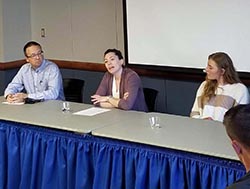 Three panelists sharing at Health Humanities Lyceum.