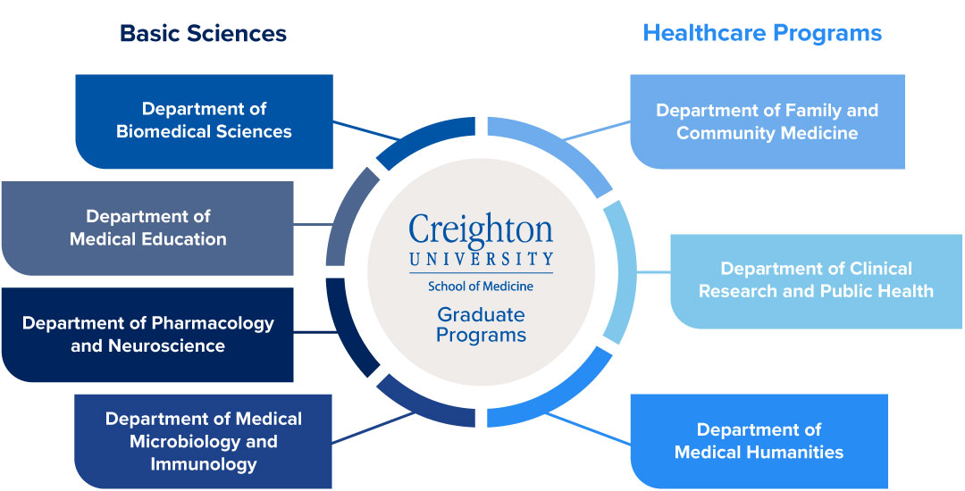 Basic science and healthcare programs list diagram
