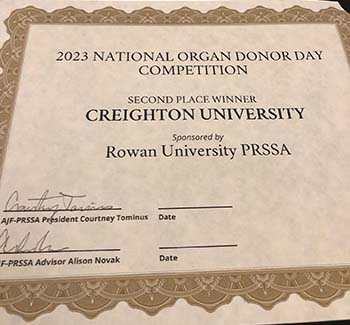 Second place certificate