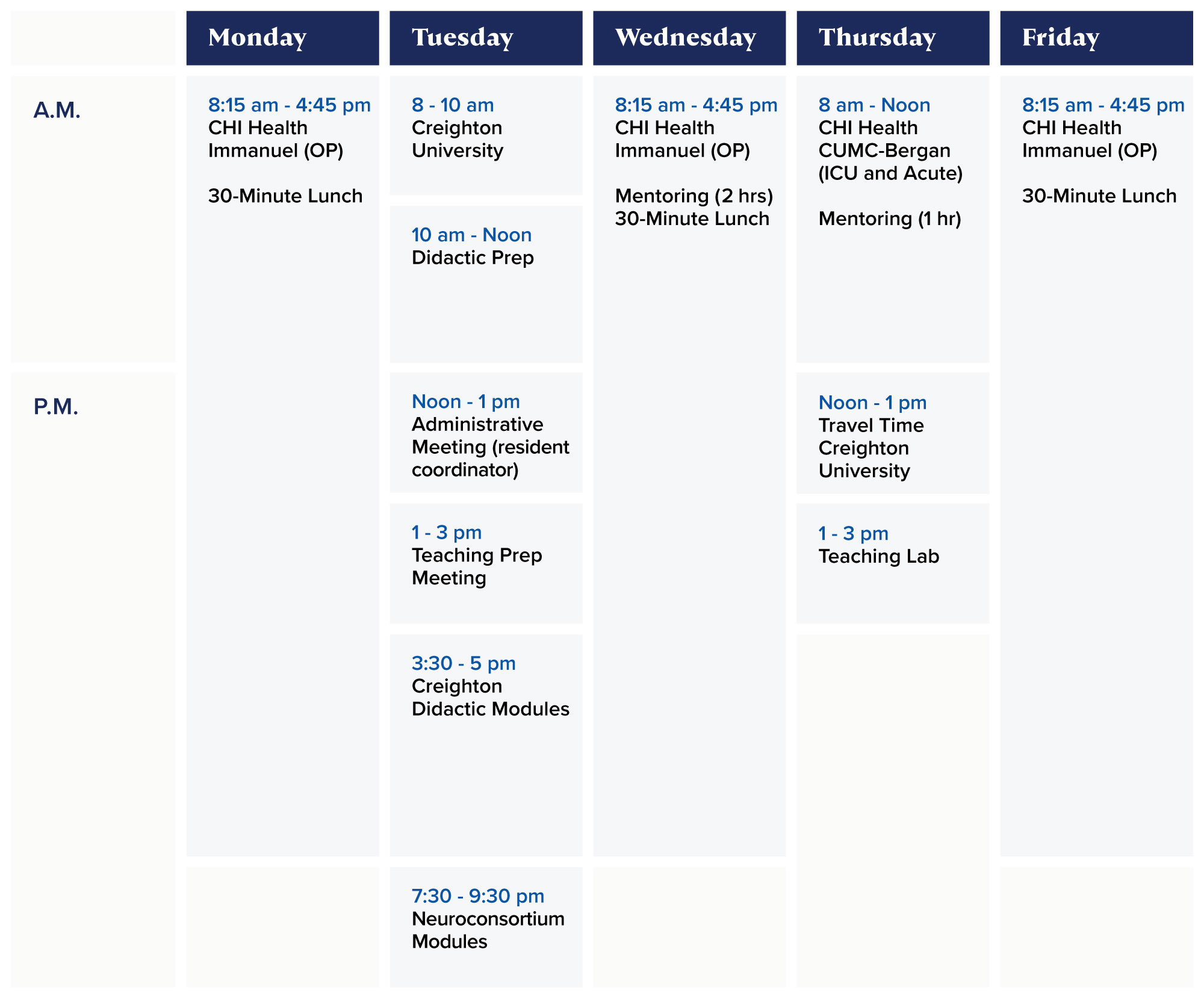 Sample Neurologic Residency Schedule
