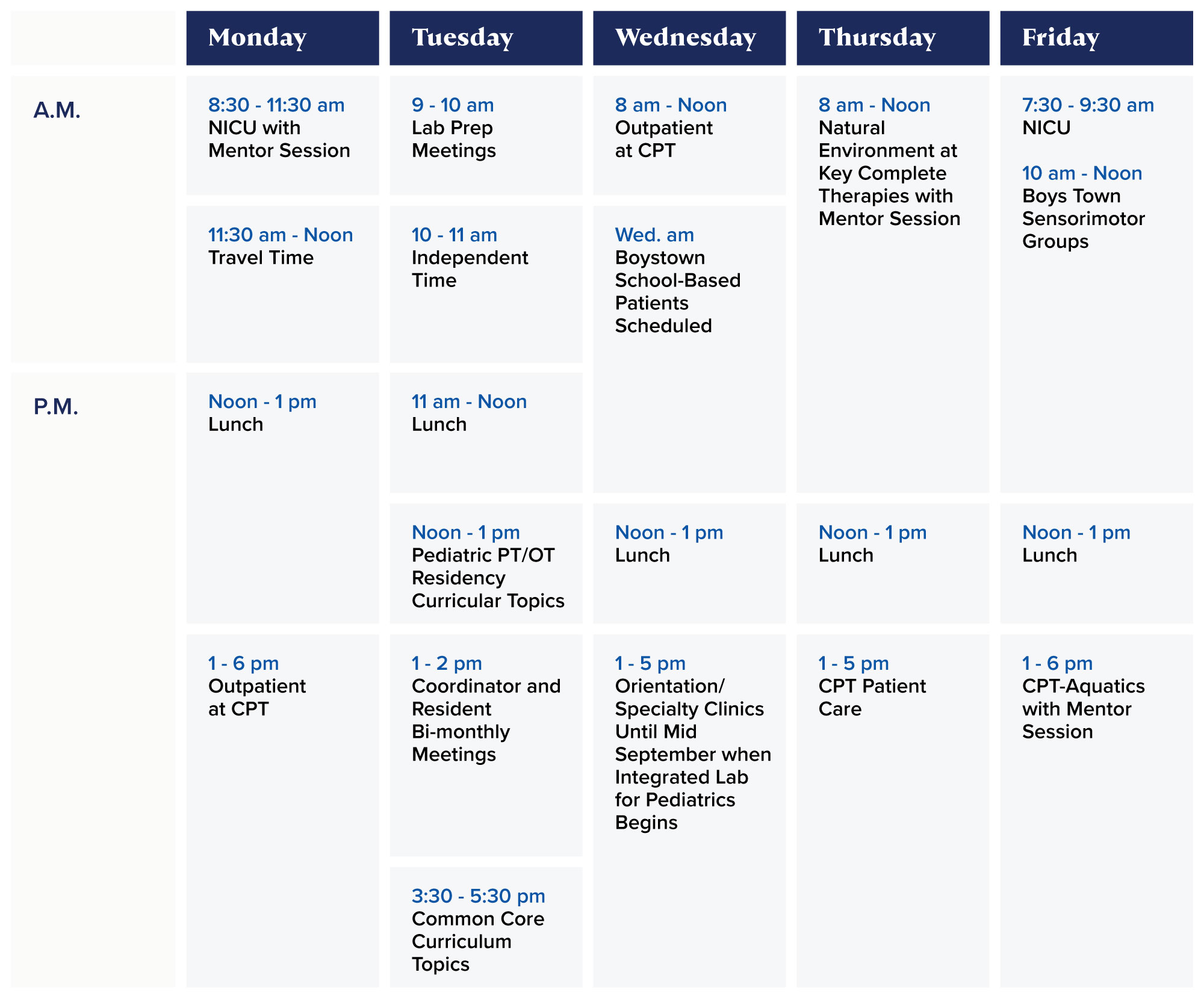 Sample Pediatric Residency Schedule