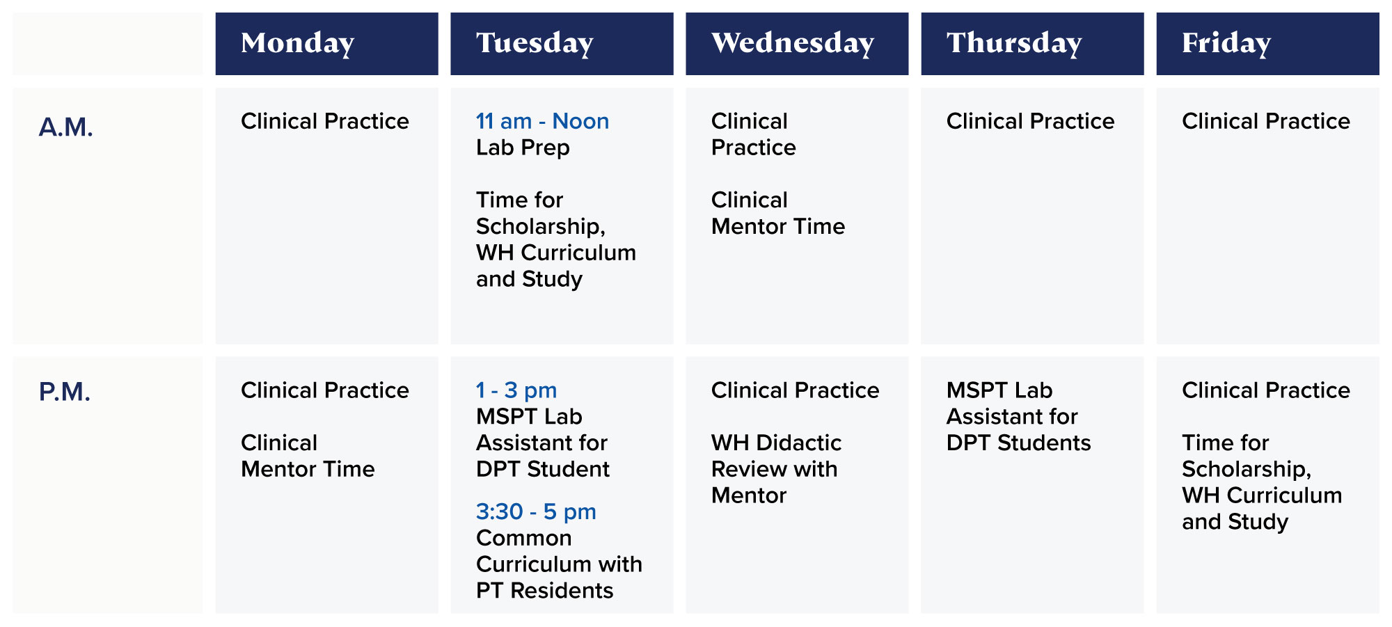 Sample Women's Health Residency Schedule
