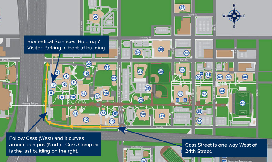 Campus map showing location of Biomedical Sciences