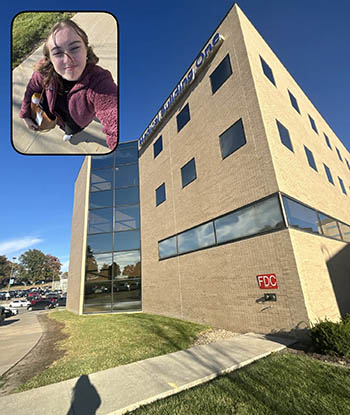 Sarah Crowley near FDC building.
