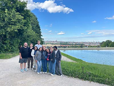 Pia and friends by lake