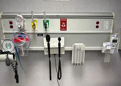 Vital signs equipment hung on wall