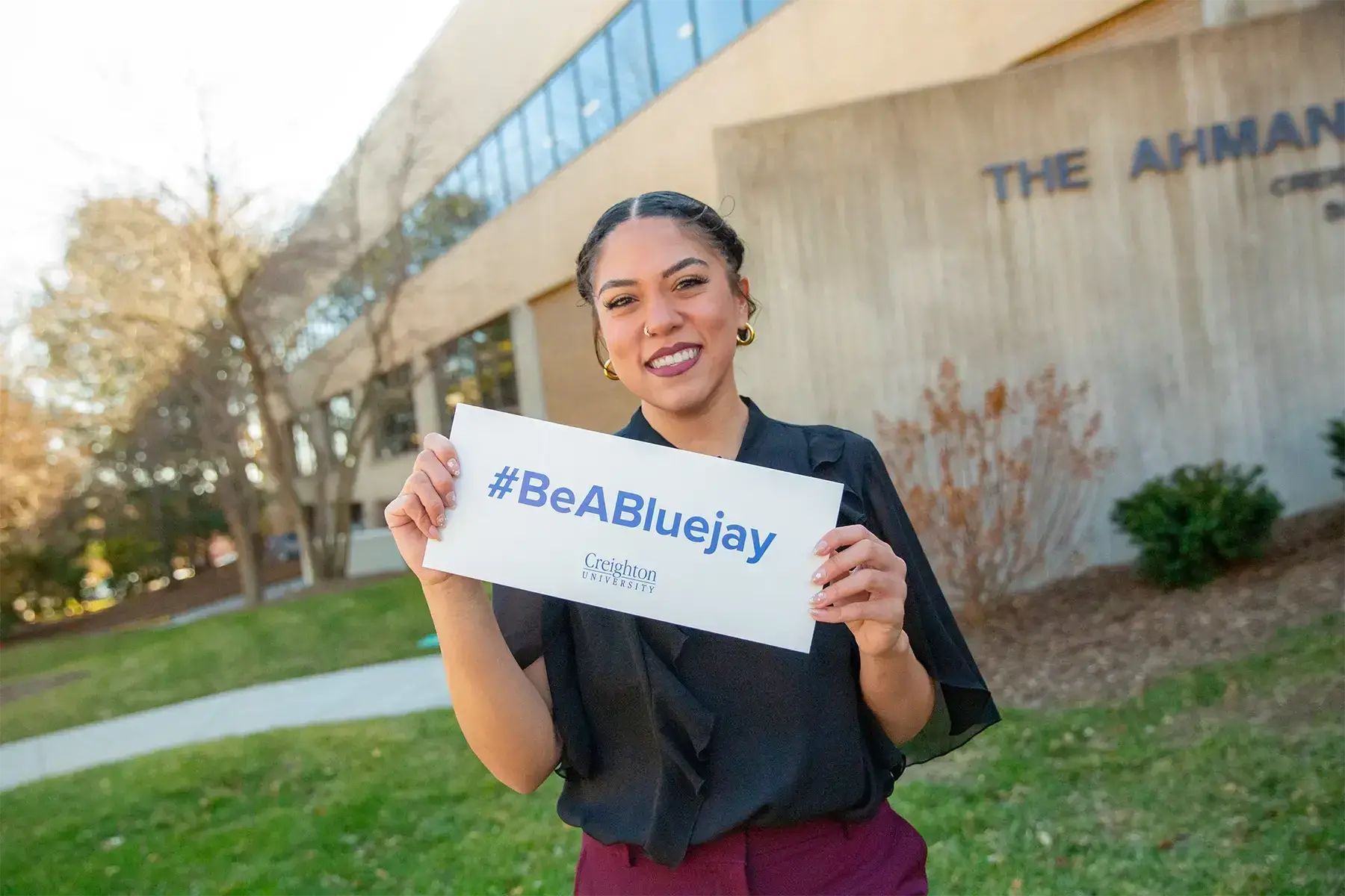 Jackson with #BeABluejay sign