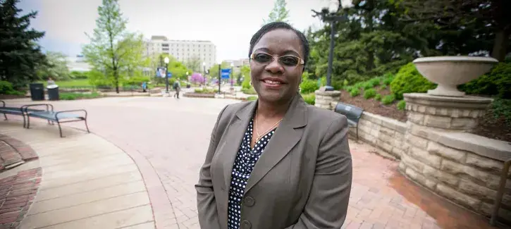 Sado Kosoko-Lasaki posing on Creighton campus.