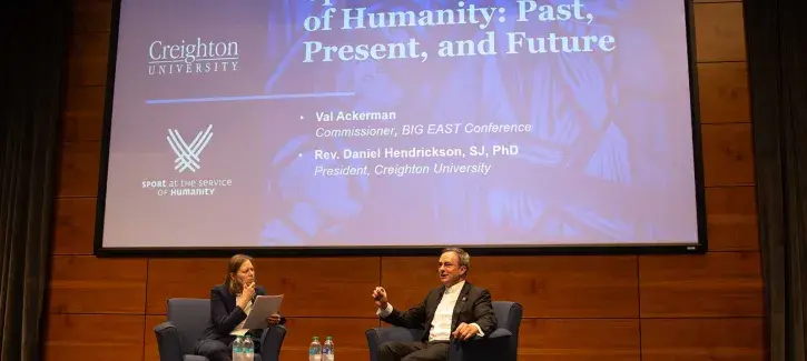 Val Ackerman and Daniel Hendrickson, SJ