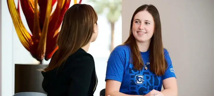 Student practicing interview skills