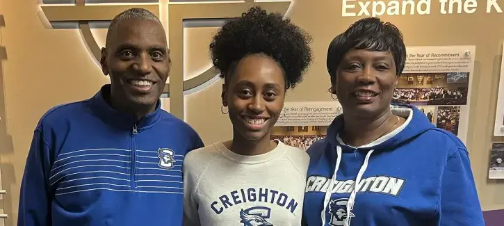 Lauren Burris with her parents.