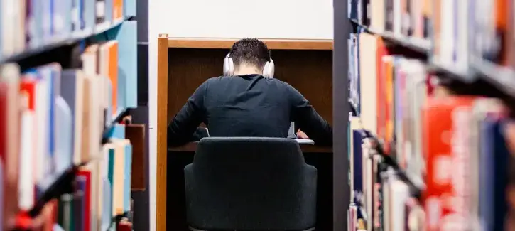 Student studying in library