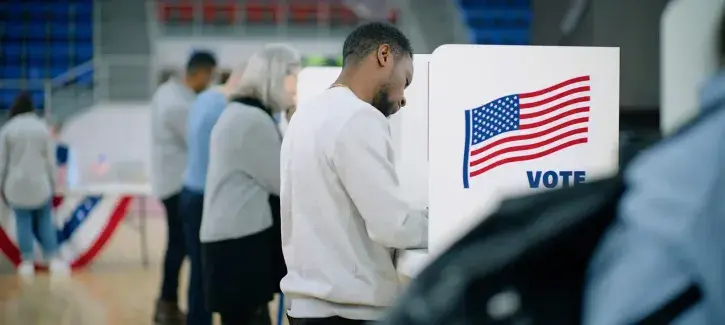 Citizens voting at polling place.
