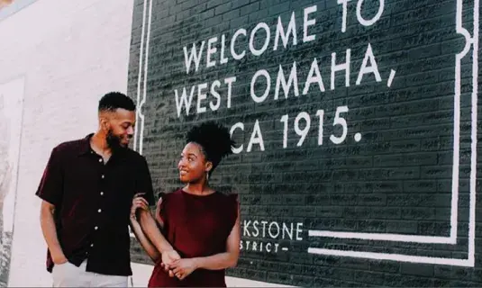 Couple walking in Blackstone District