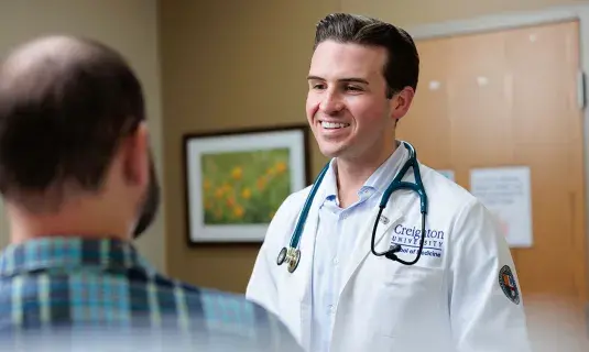 Med student in clinical research setting
