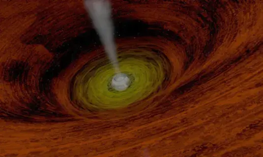 artistic depiction of emissions from a quasar