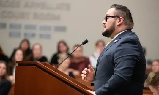 Student in moot court