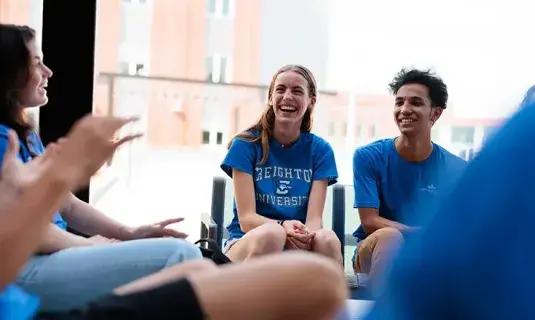 Students gathered in residence hall
