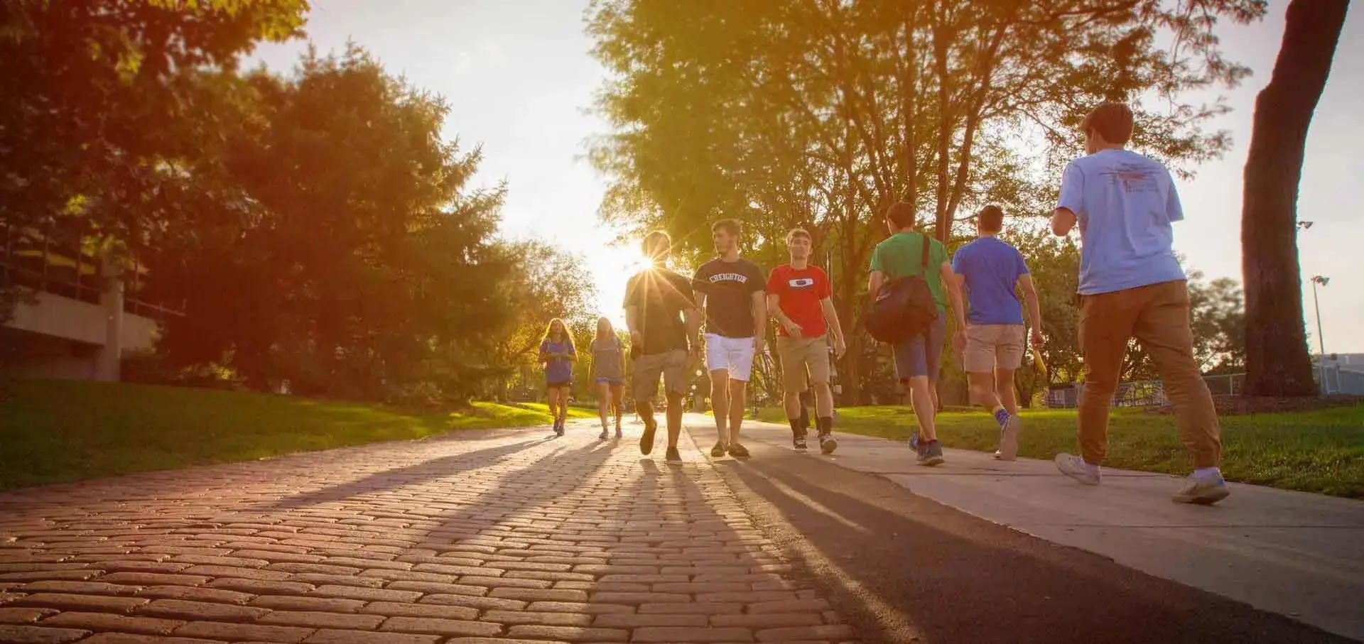 students walking outside