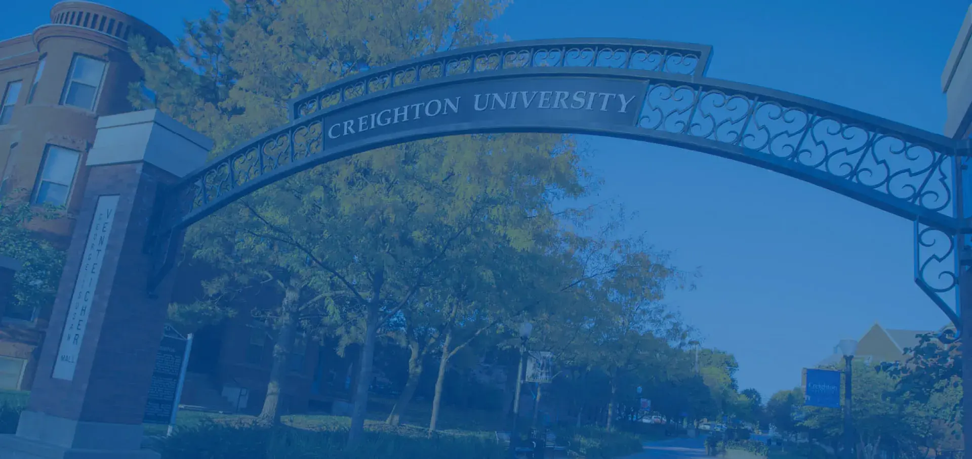 Creighton arch above walkway