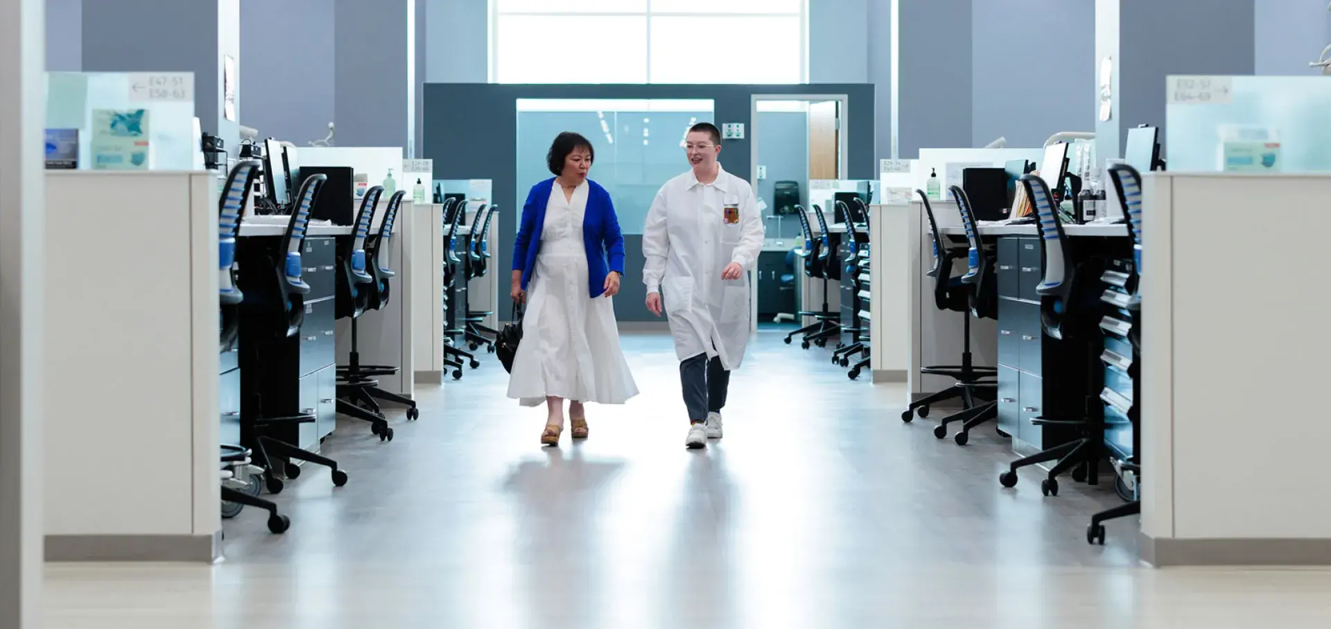 dental students walking in hallway