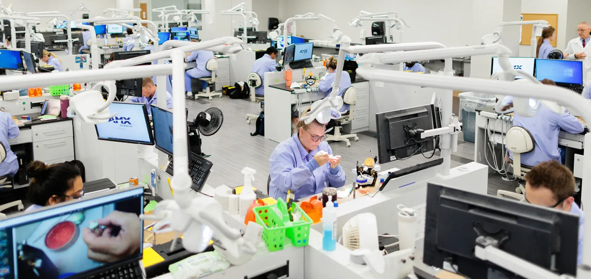 Dentist working in lab