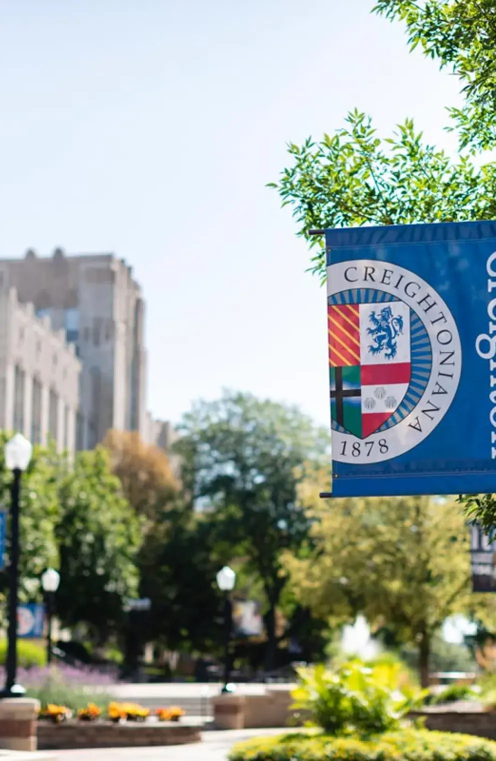 Outdoor image of Creighton's campus on a sunny day