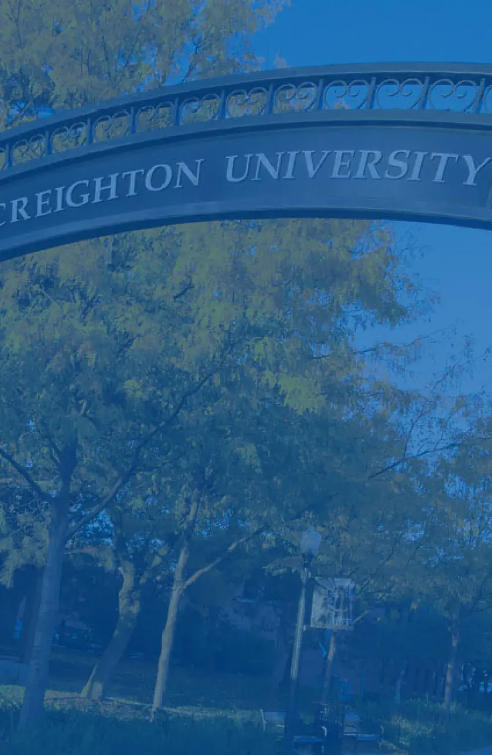 Creighton arch above walkway