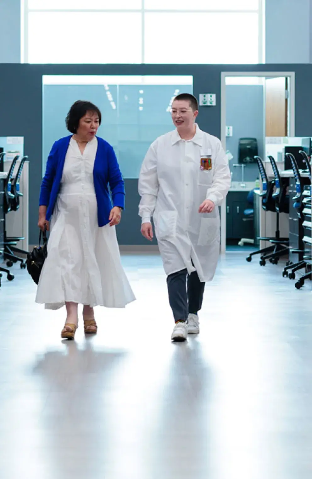 dental students walking in hallway