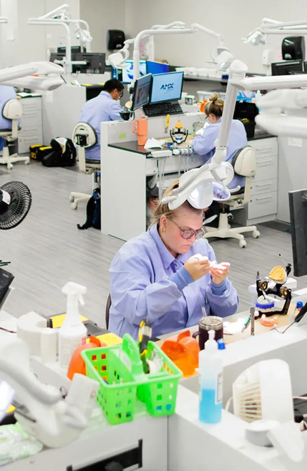 Dentist working in lab