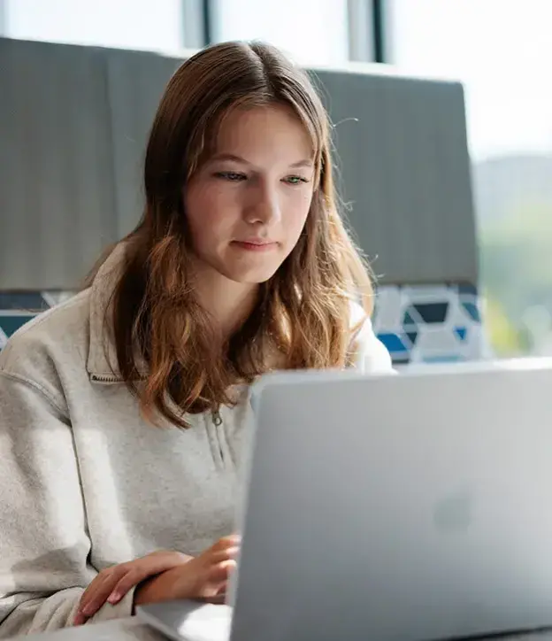 Student on laptop computer