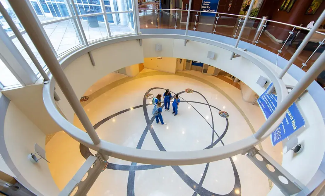 Hixon-Lied building interior lobby on Creighton Omaha campus
