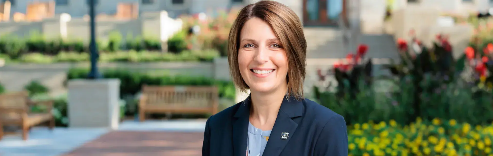 Jill Wallen on sunny day on Creighton campus