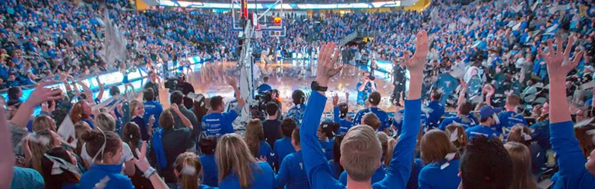 Packed auditorium at Creighton basketball game.