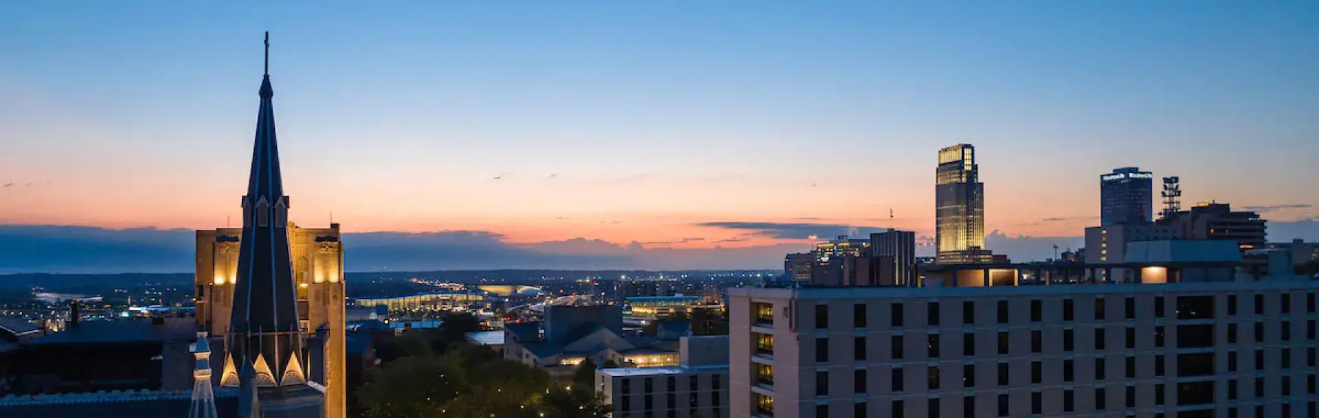 Sunrise upon Creighton campus.