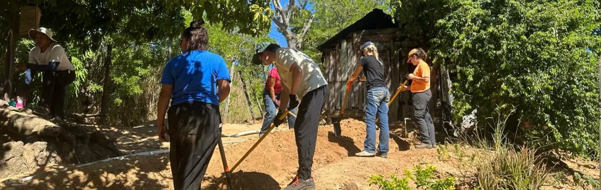 Students working on aqueduct