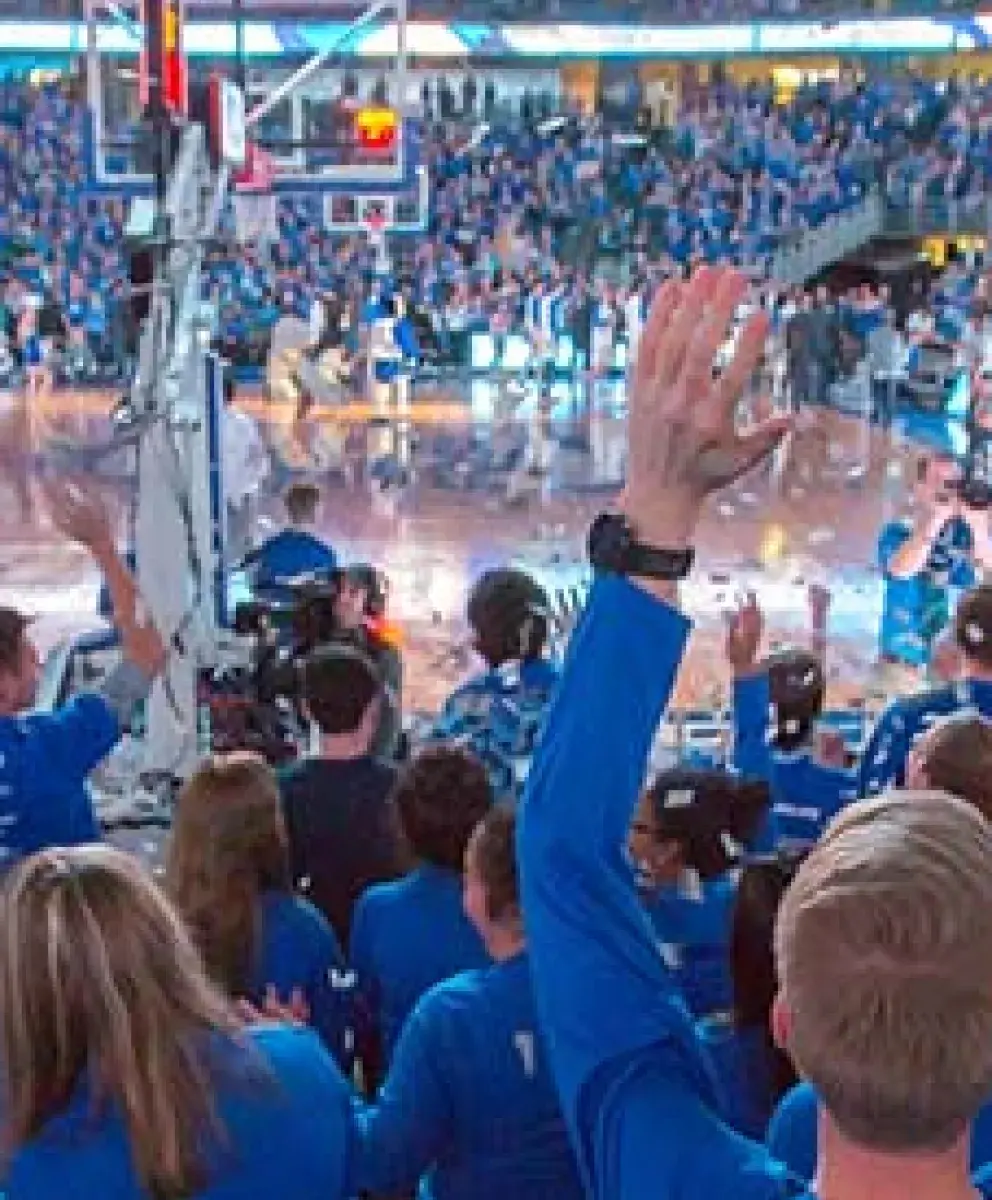 Packed auditorium at Creighton basketball game.