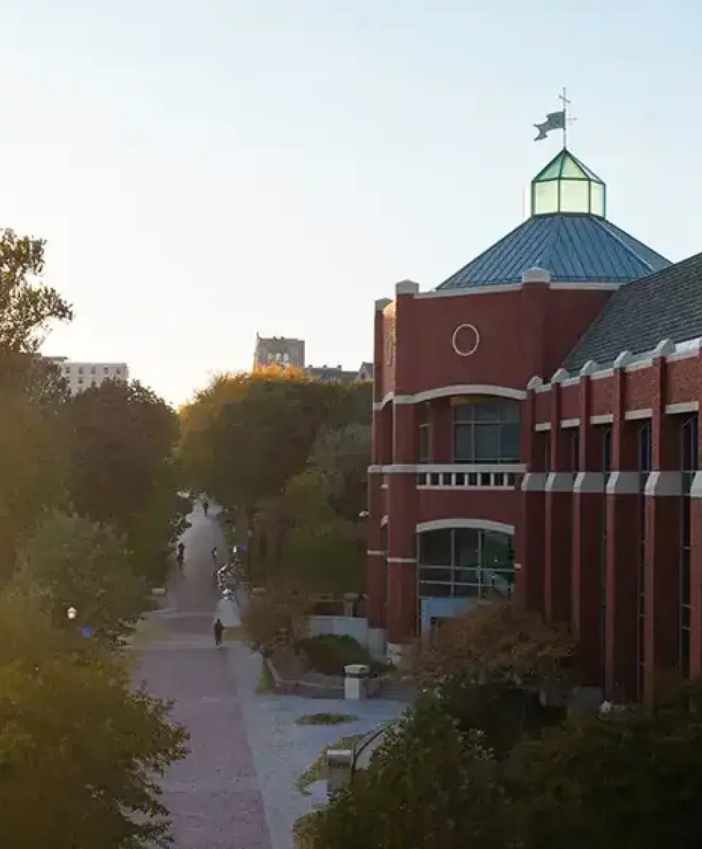 Sunset on Harper Center.