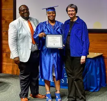 John Gallion with GED graduate