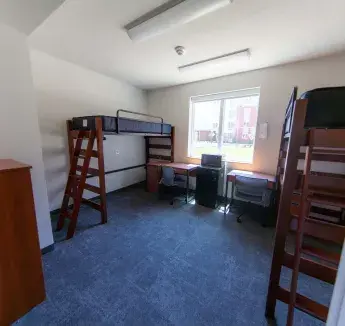 Side angle of Grave's Hall dorm room