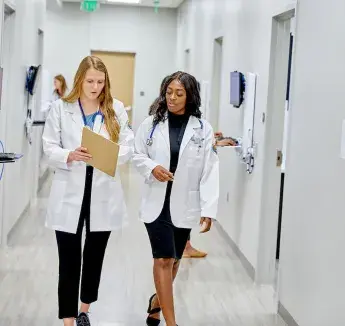 Professional walking in lab setting