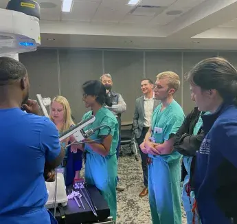 Students watching robotic surgery bootcamp