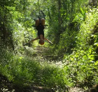 person ziplining