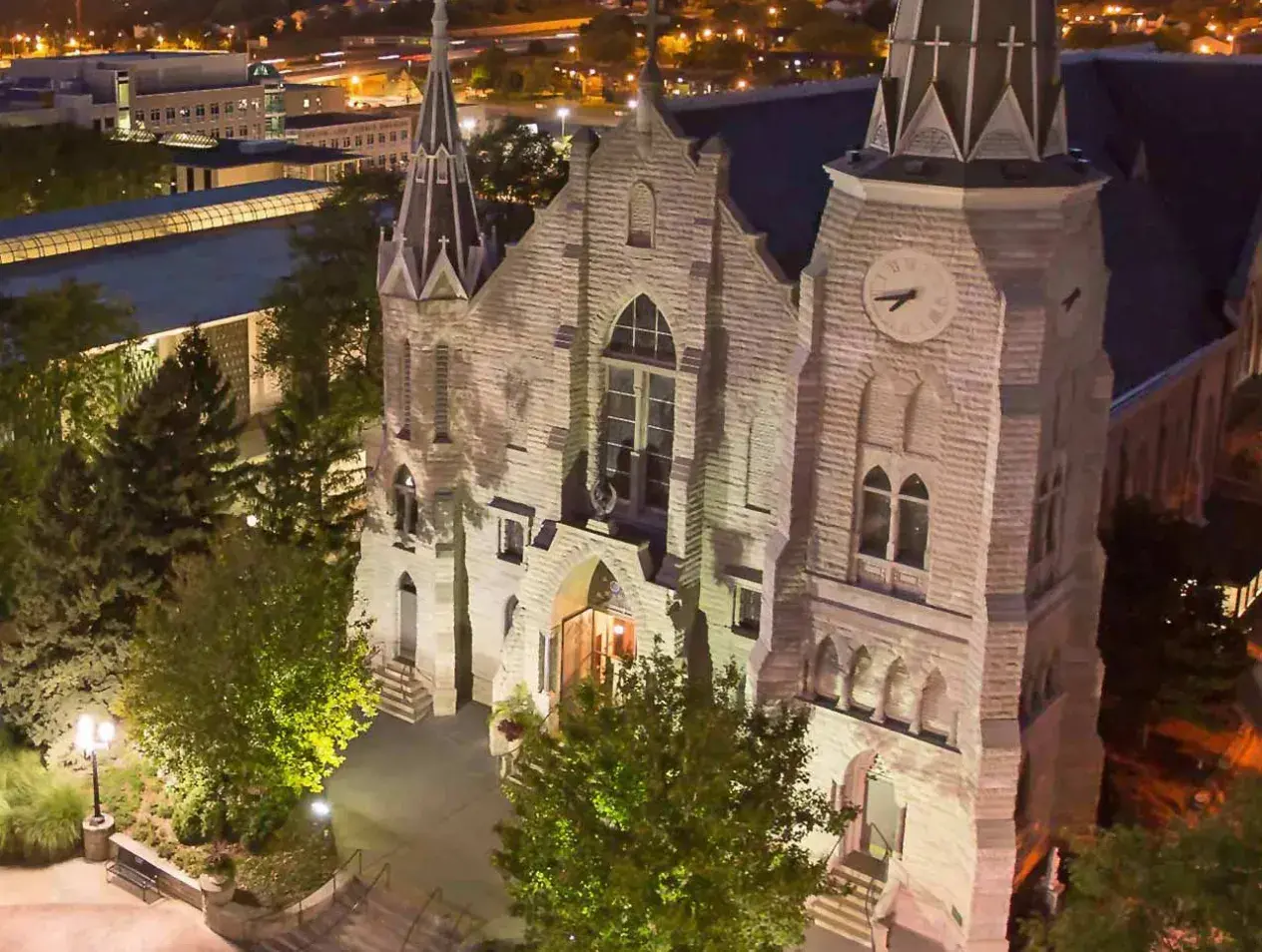 St. John's church at night