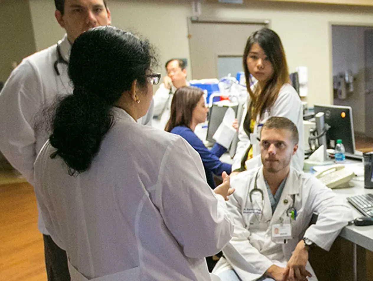 Professor teaching med students