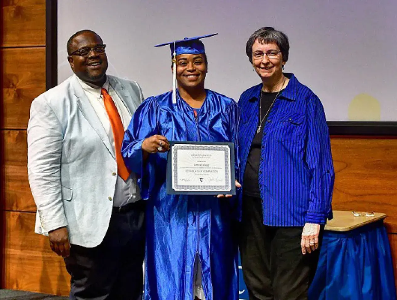 John Gallion with GED graduate